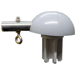 Rotating socket with banner arm and a cap (aluminium flagpoles)