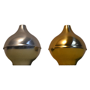 Silver (aluminium) and golden (brass) onion